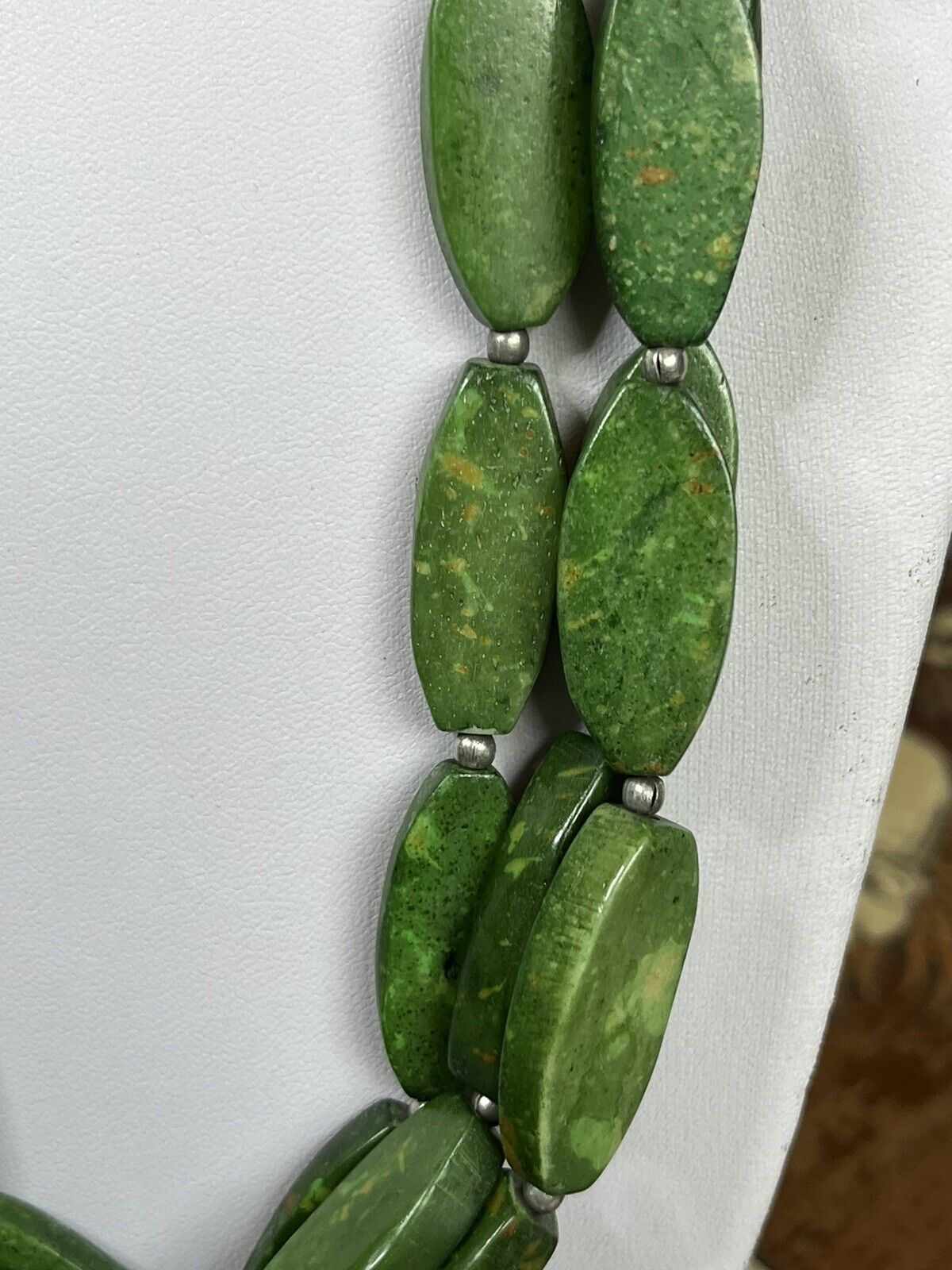 Vintage Natural Green Stone Statement Necklace