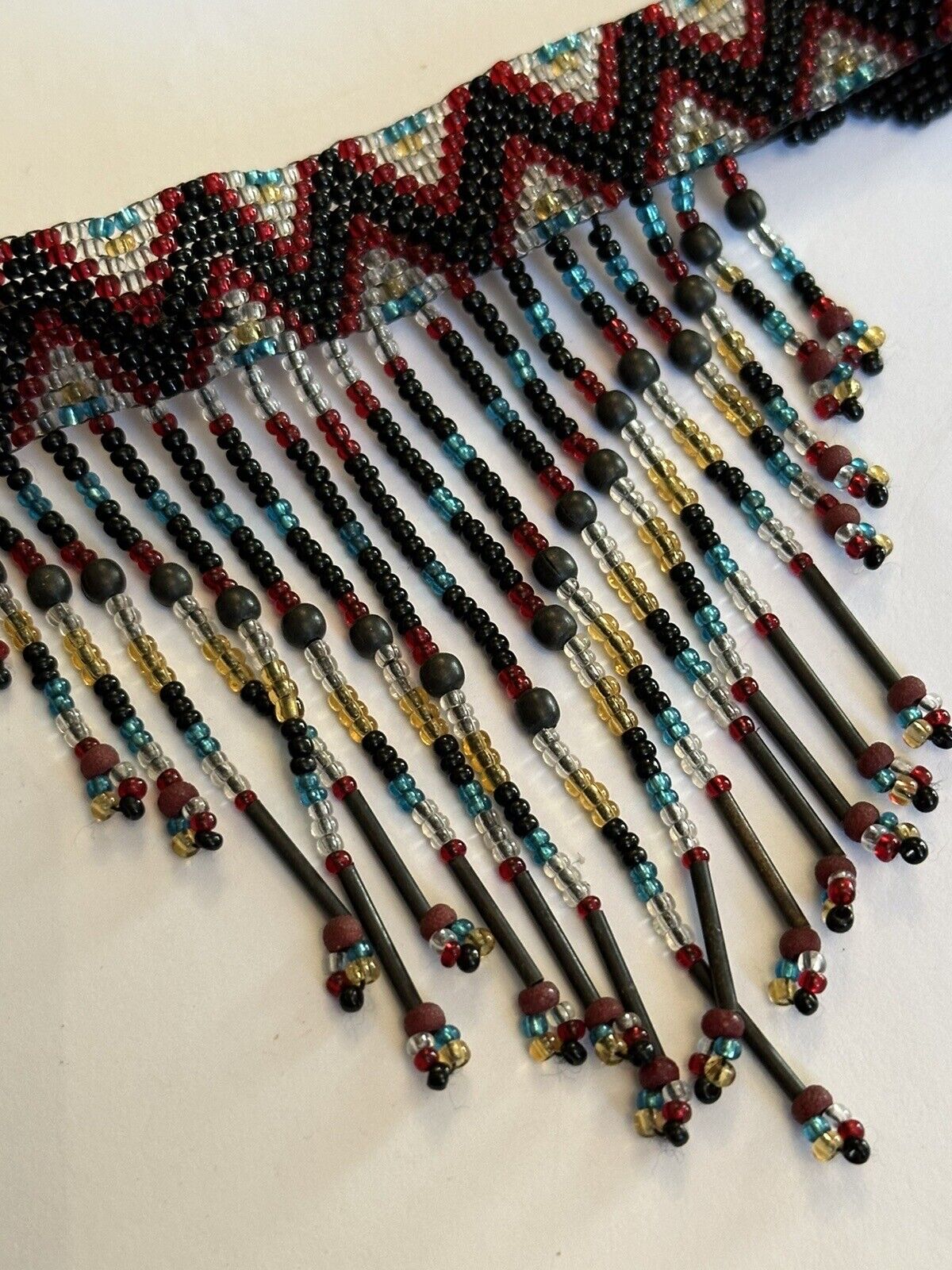 Vintage Beaded Choker Multicoloured Waterfall Necklace