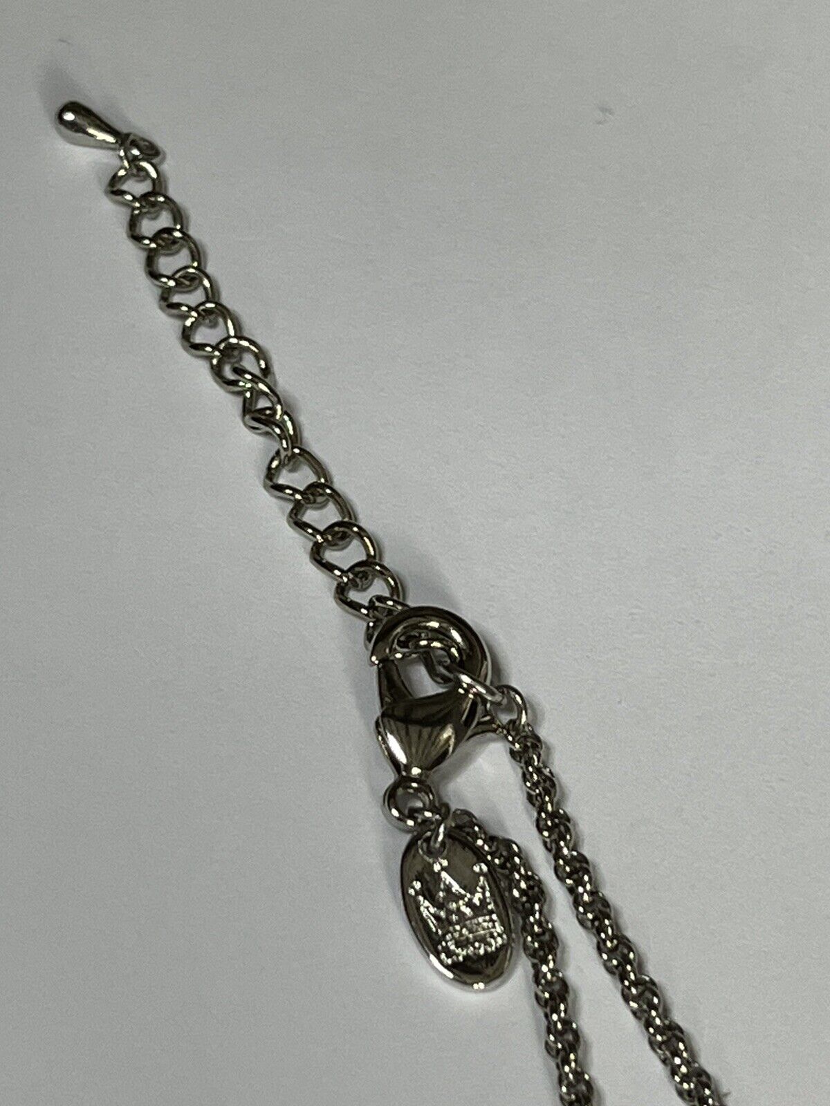 Vintage Signed 1980s Rhodium Plated Burnt Red Crystal Pendant Necklace