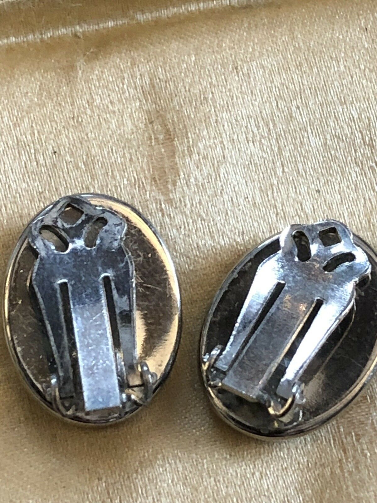 Vintage Silver Tone Butterfly Wing Clip On Earrings