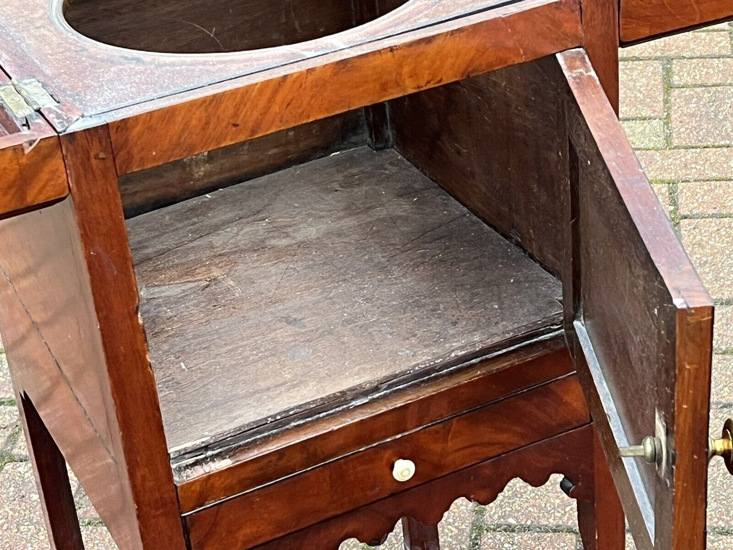Georgian Mahogany Bedside Cabinet. With Cupboard And Drawer