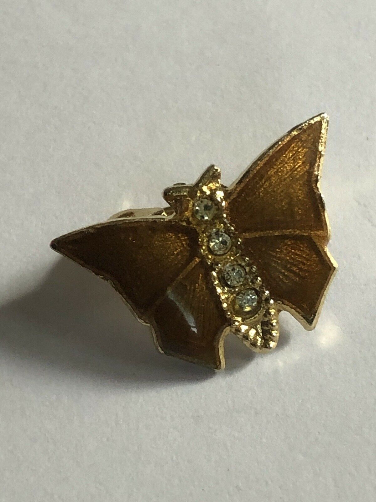Vintage Enamel Diamanté Butterfly Brooch