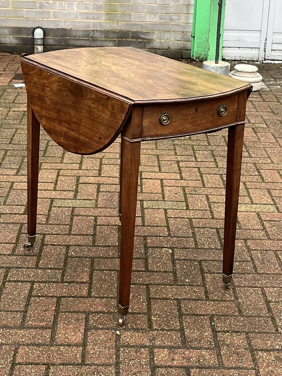 Antique Mahogany Sofa/Side Table. With Drawer, Fold Out Flaps