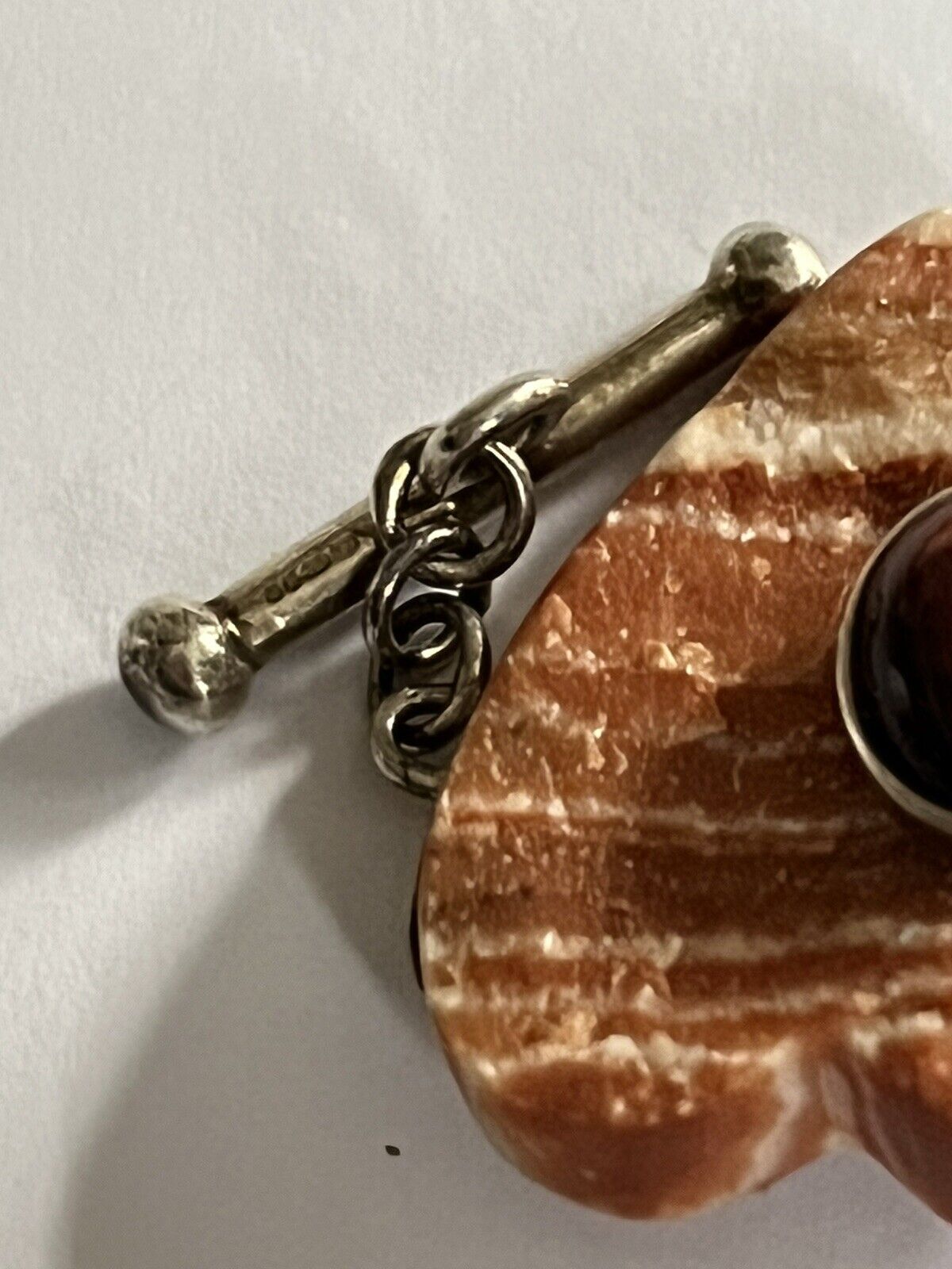 Vintage Silver 925 Natural Stone Hearts Bracelet