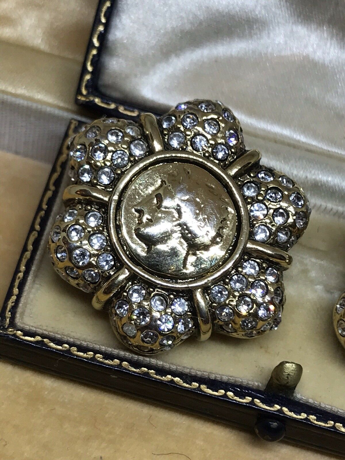 Vintage Diamanté Statement Clip On Earrings