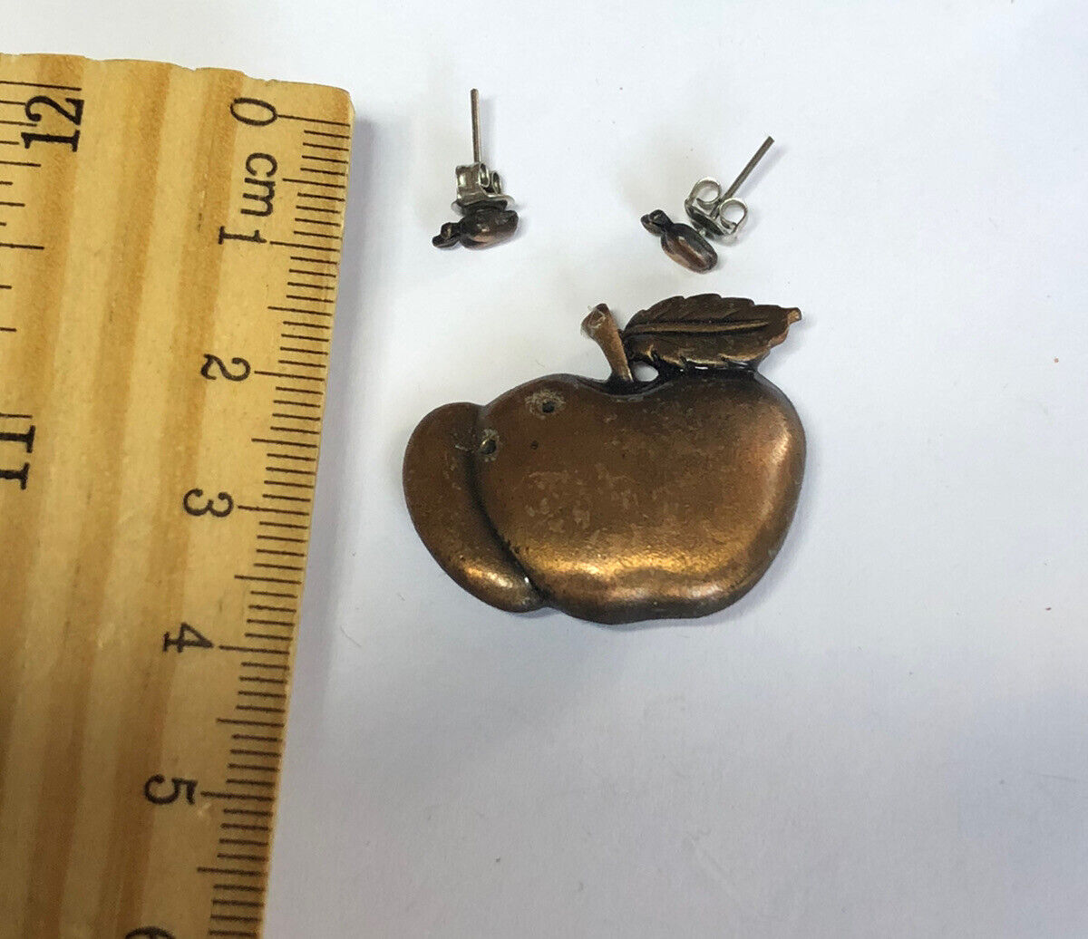 Vintage Apple Brooch Earring Set