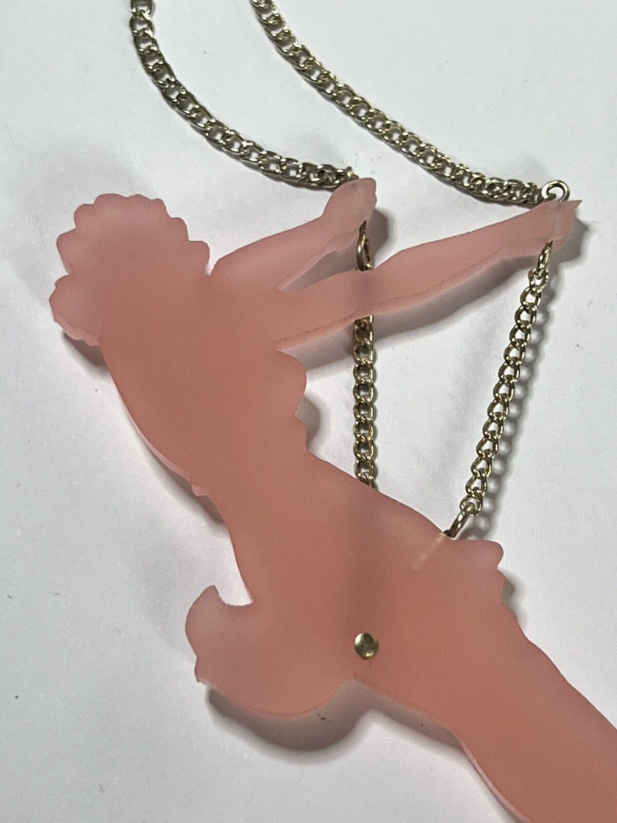 Vintage Acrylic Burlesque Dancer Long Length Necklace