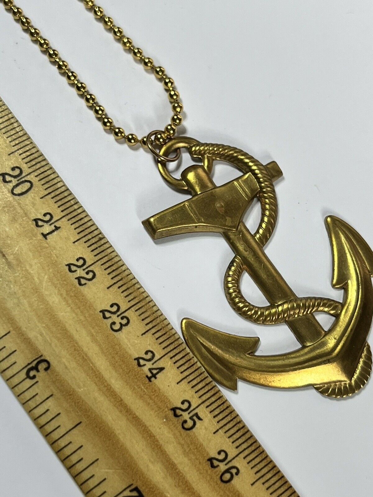 Vintage Gold Tone Statement Anchor Pendant Necklace