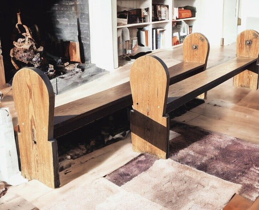 Pair Of Huge Antique Pine Benches :- 260 Cms In Length. Interior Designer Pieces