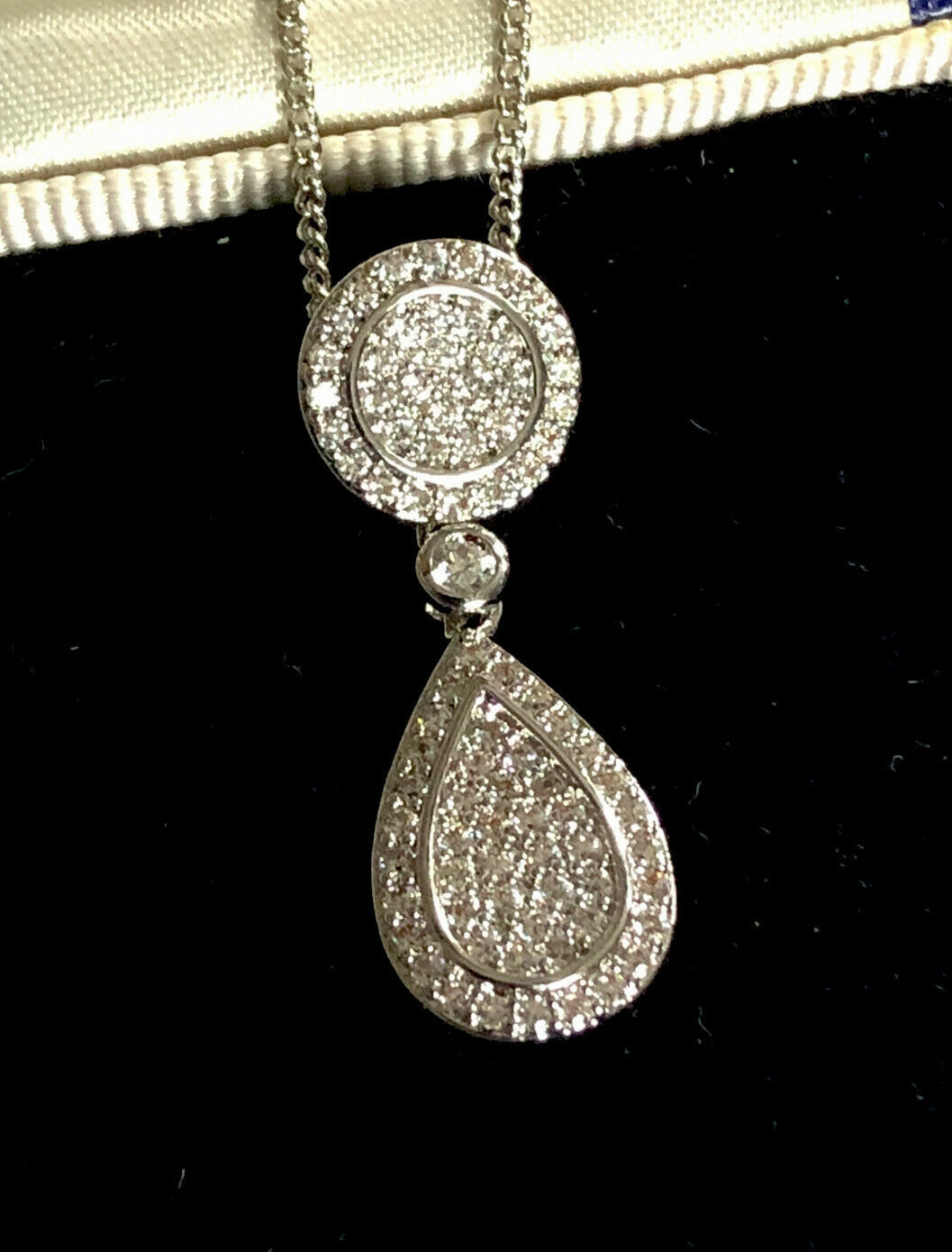 Vintage 1980s Rhodium Plated Detailed Diamanté Necklace