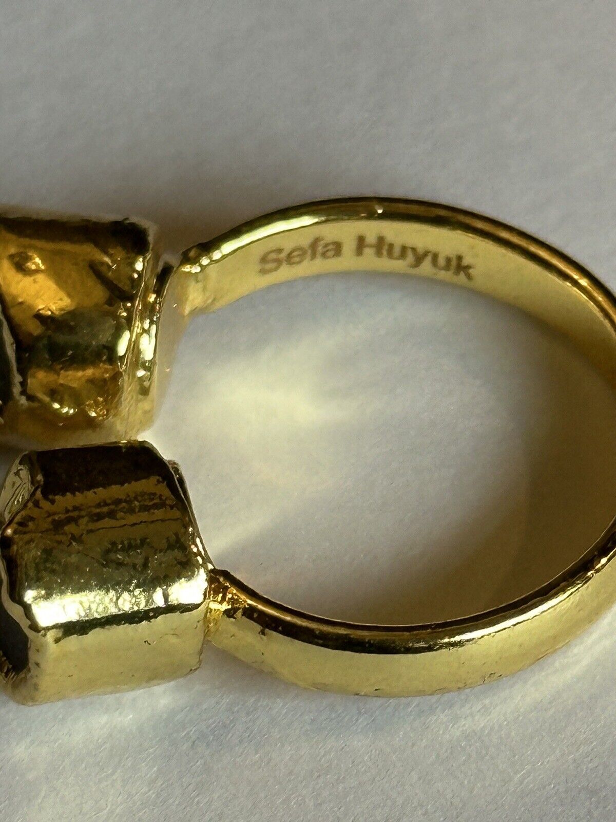 Sefa Huyuk 18k Gold Vermeil Etruscan Raw Dark Grey Tanzanite Ring