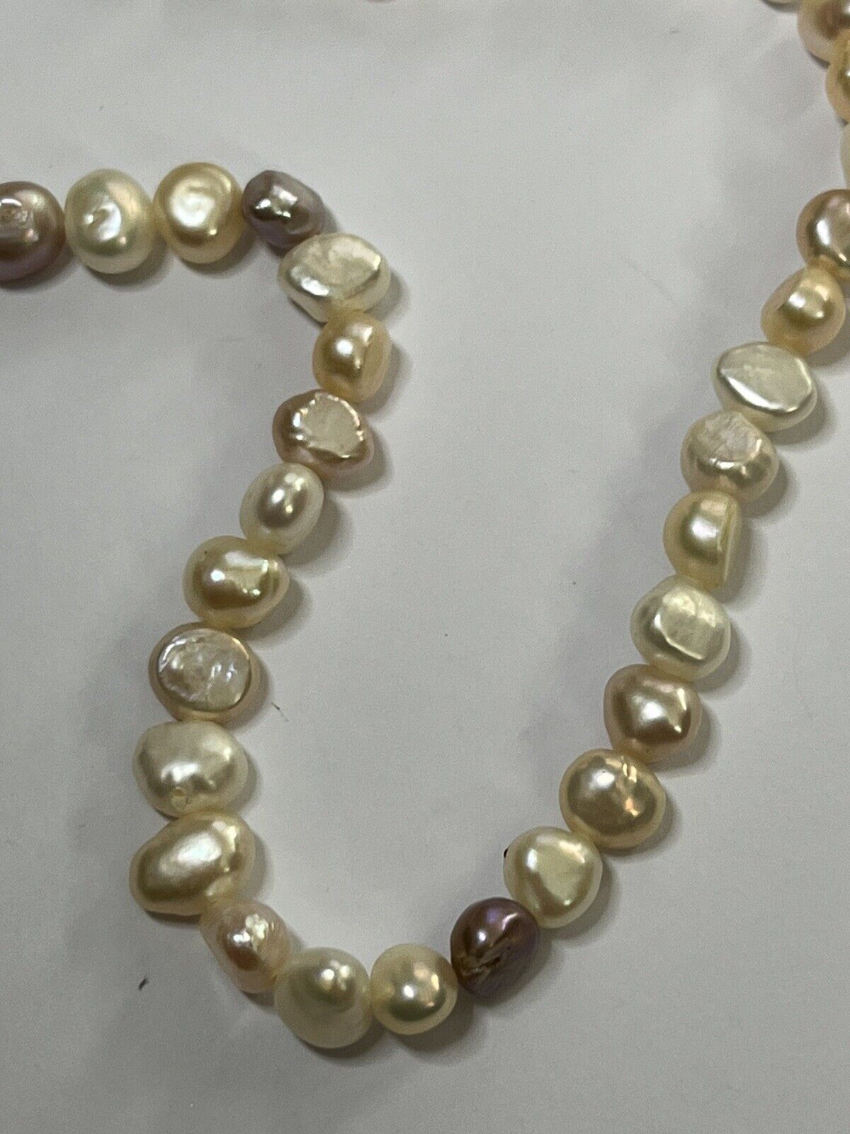 Vintage Freshwater Pearl Grey White Pink Silver Clasp