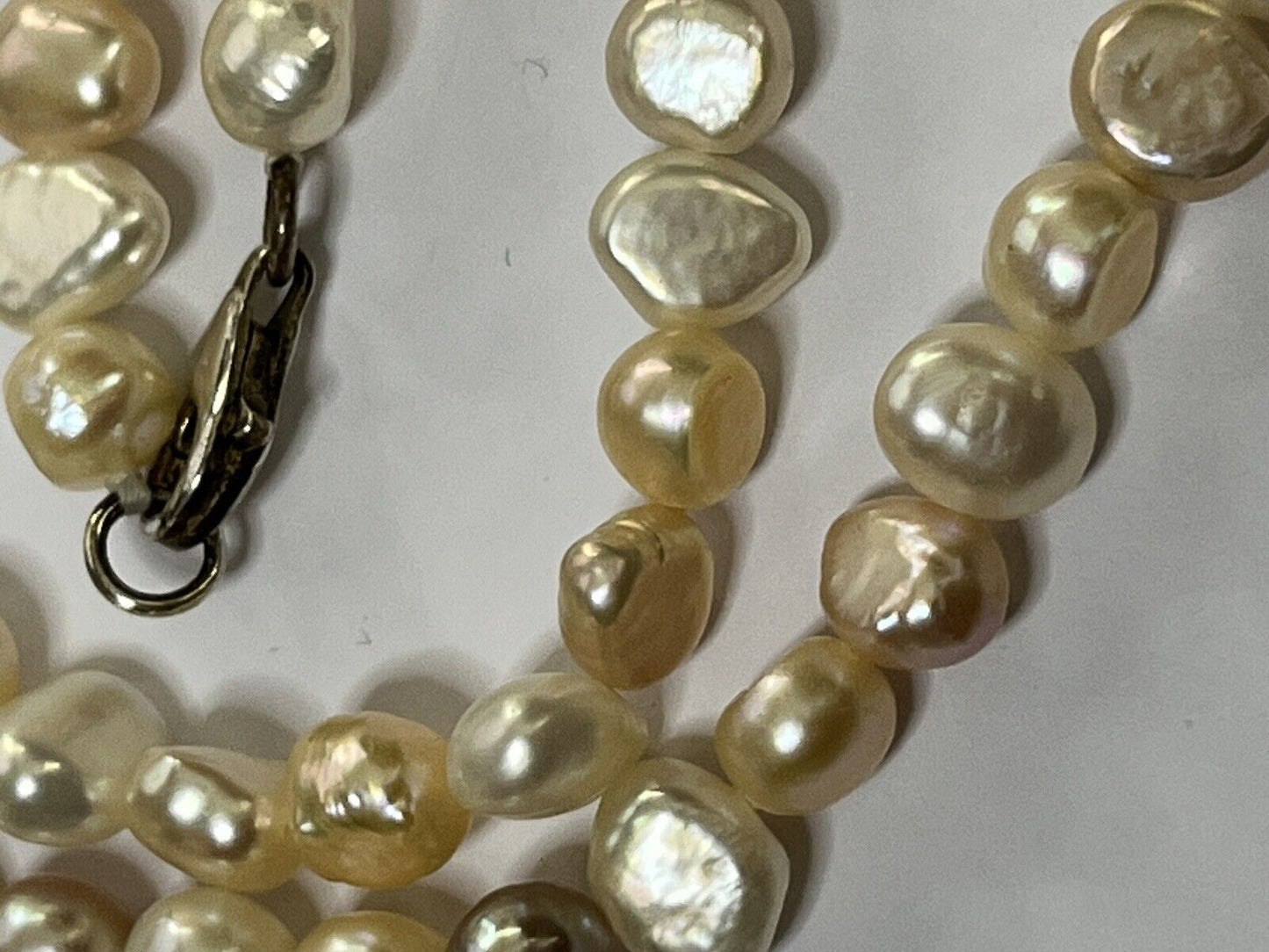Vintage Freshwater Pearl Grey White Pink Silver Clasp