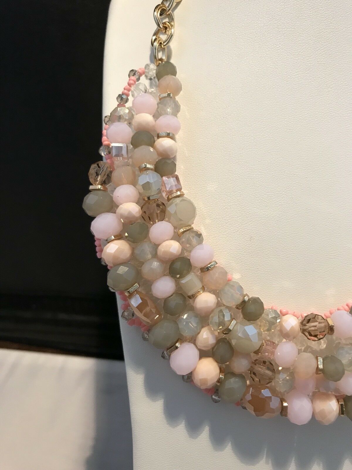 Superb Polished Natural Stone Beaded Statement Necklace