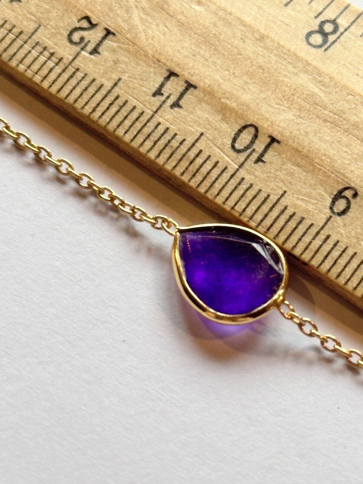 18ct Gold Vermeil On Silver 925 Purple Gemstone  Bracelet New Old Stock