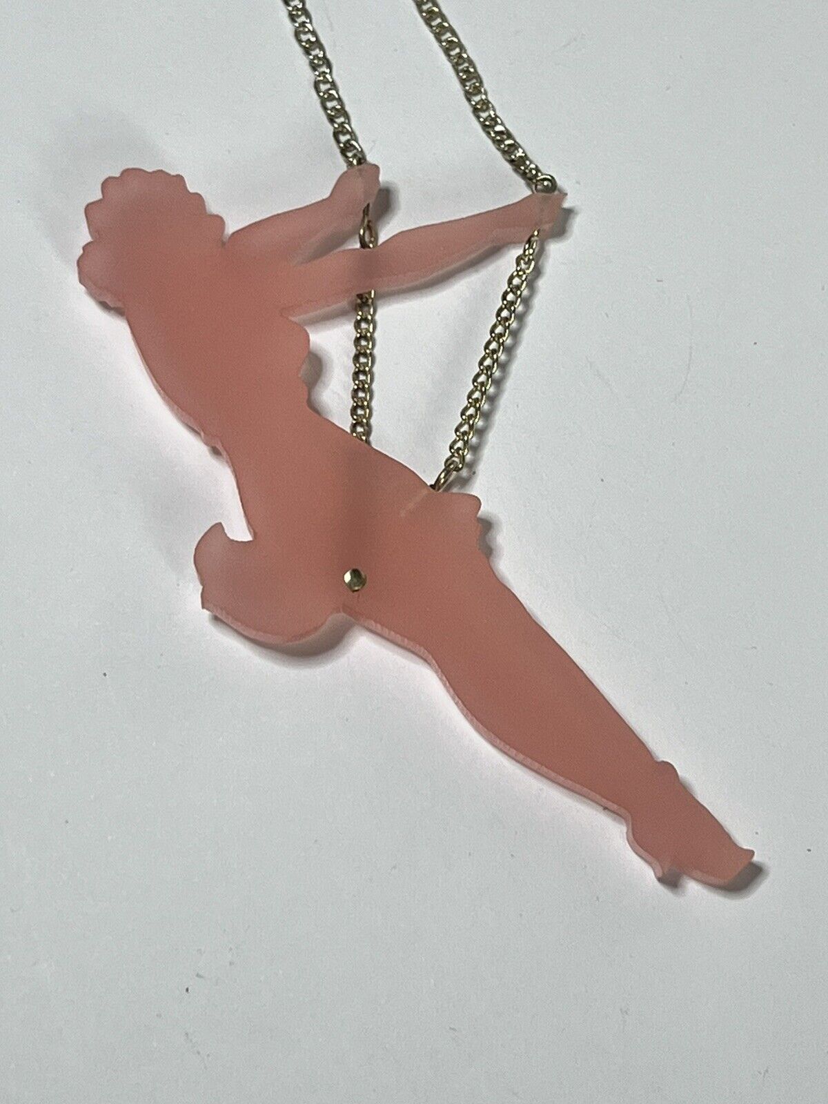 Vintage Acrylic Burlesque Dancer Long Length Necklace