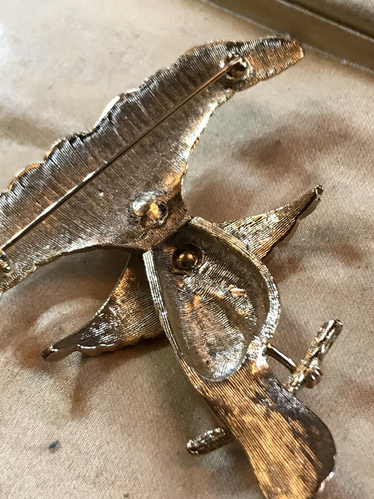 Vintage Gold Tone Exotic Bird Brooch