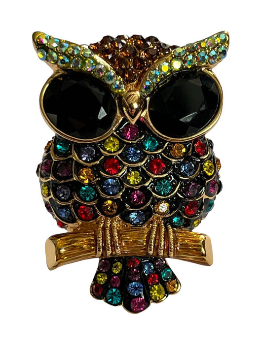 Butler And Wilson Statement Multicoloured Crystal Owl Ring Boxed Adjustable