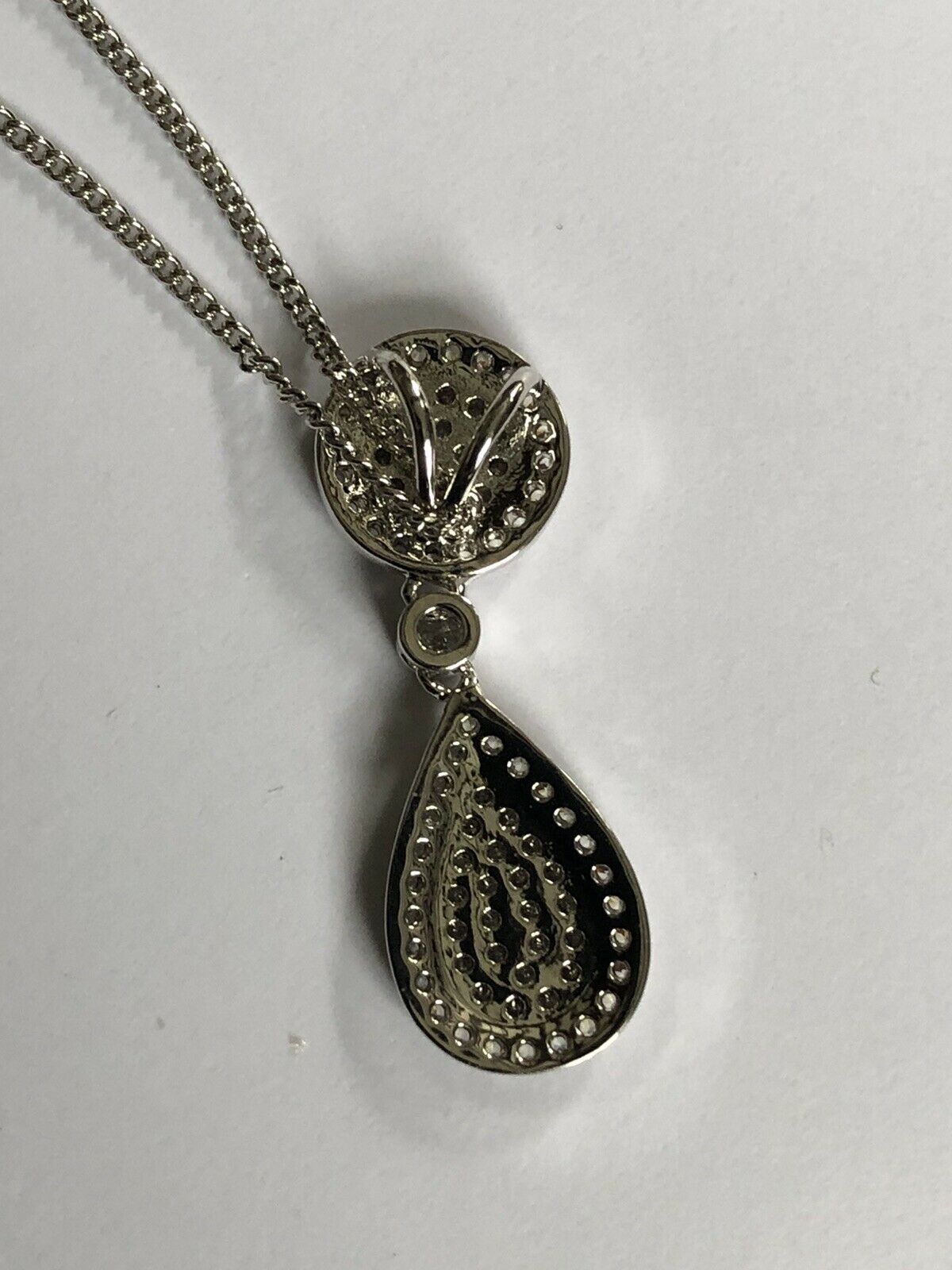 Vintage 1980s Rhodium Plated Detailed Diamanté Necklace