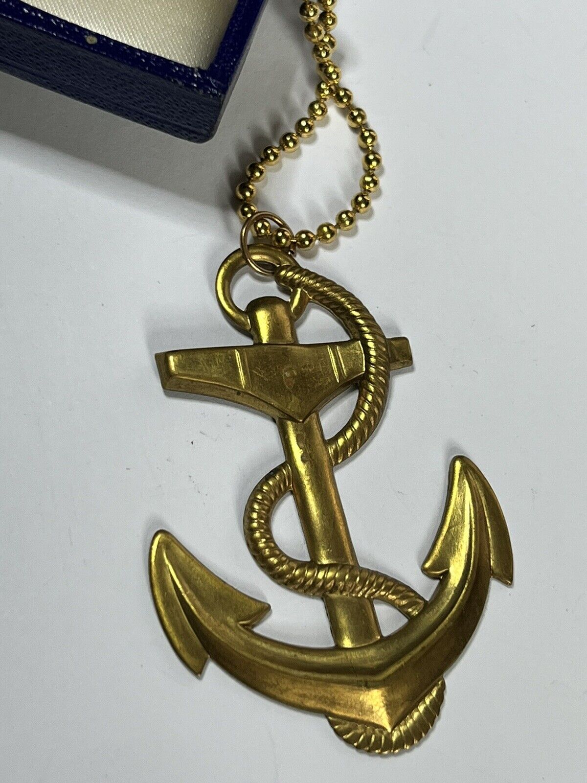 Vintage Gold Tone Statement Anchor Pendant Necklace