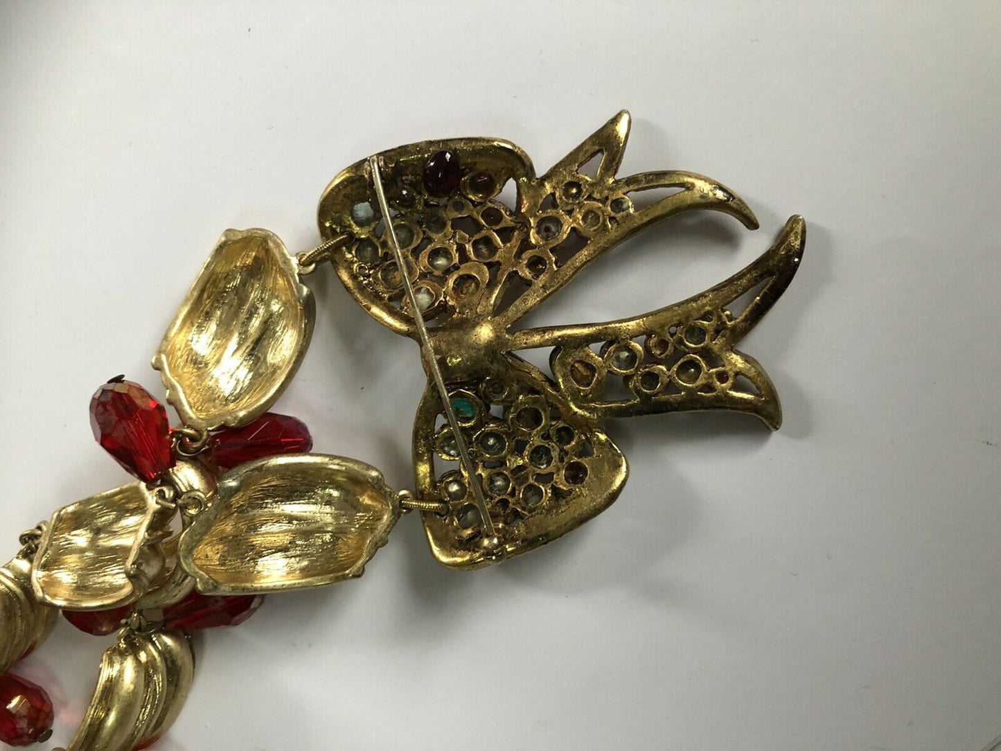 Vintage Runway Statement Multicoloured Bow Diamanté Necklace