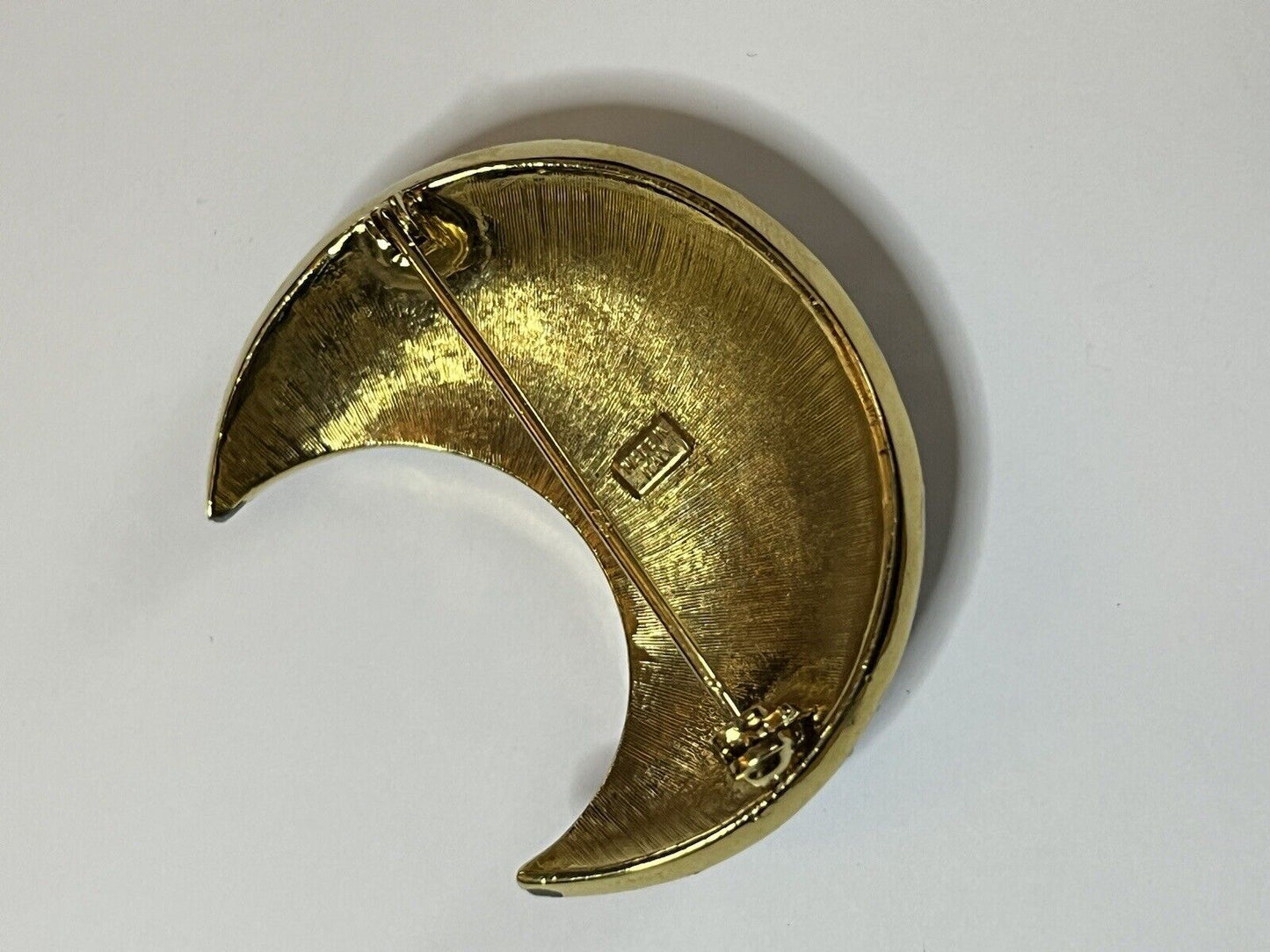 Vintage Half Moon Diamanté Made In Italy Brooch