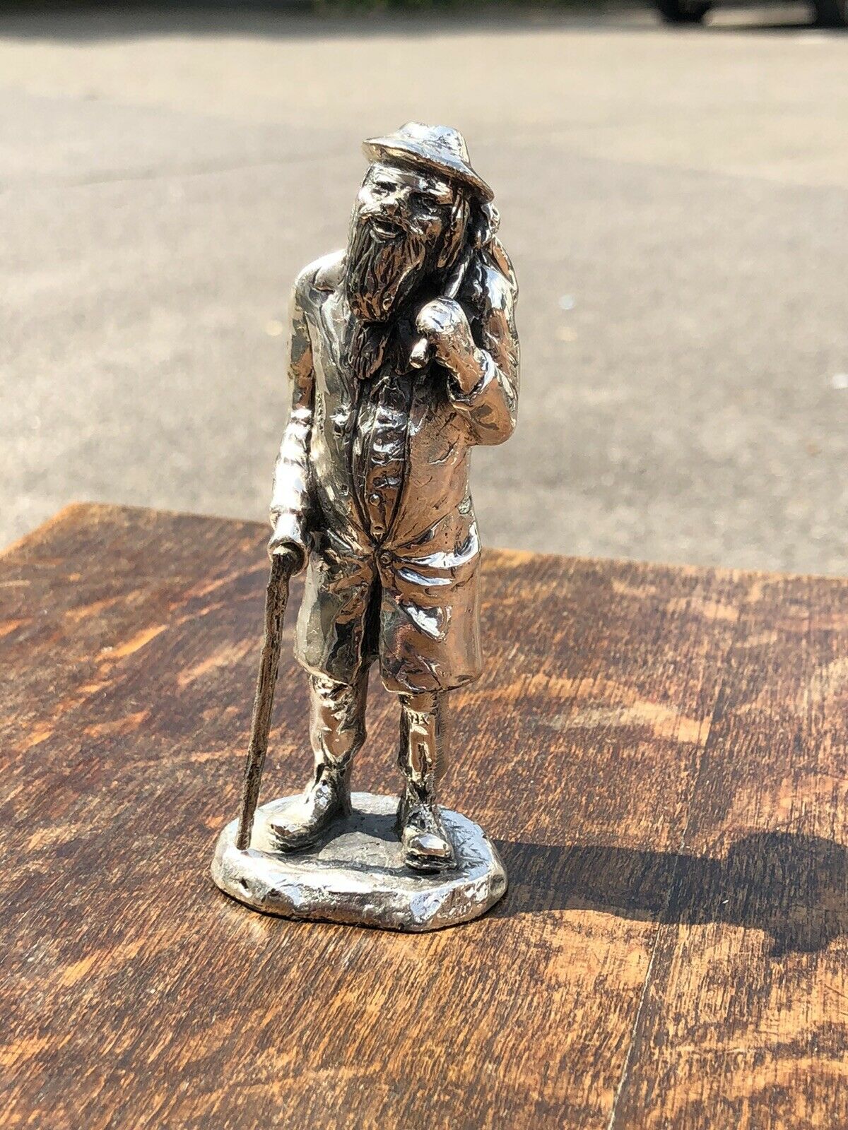 Silver Plate Figure. Homeless, Highly Detailed Figure.