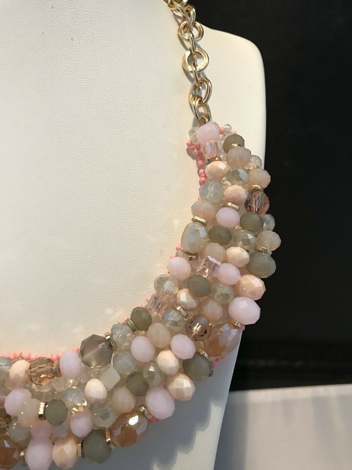 Superb Polished Natural Stone Beaded Statement Necklace