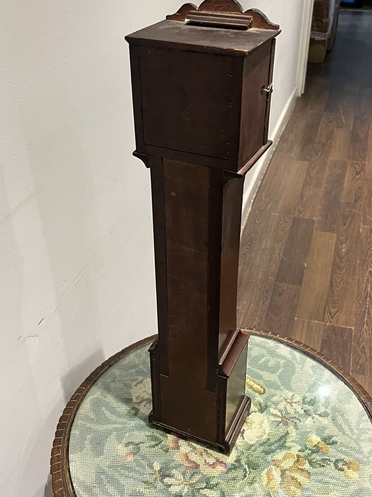 Pocket Watch Holder. Miniature Mahogany Longcase. We Ship Worldwide.