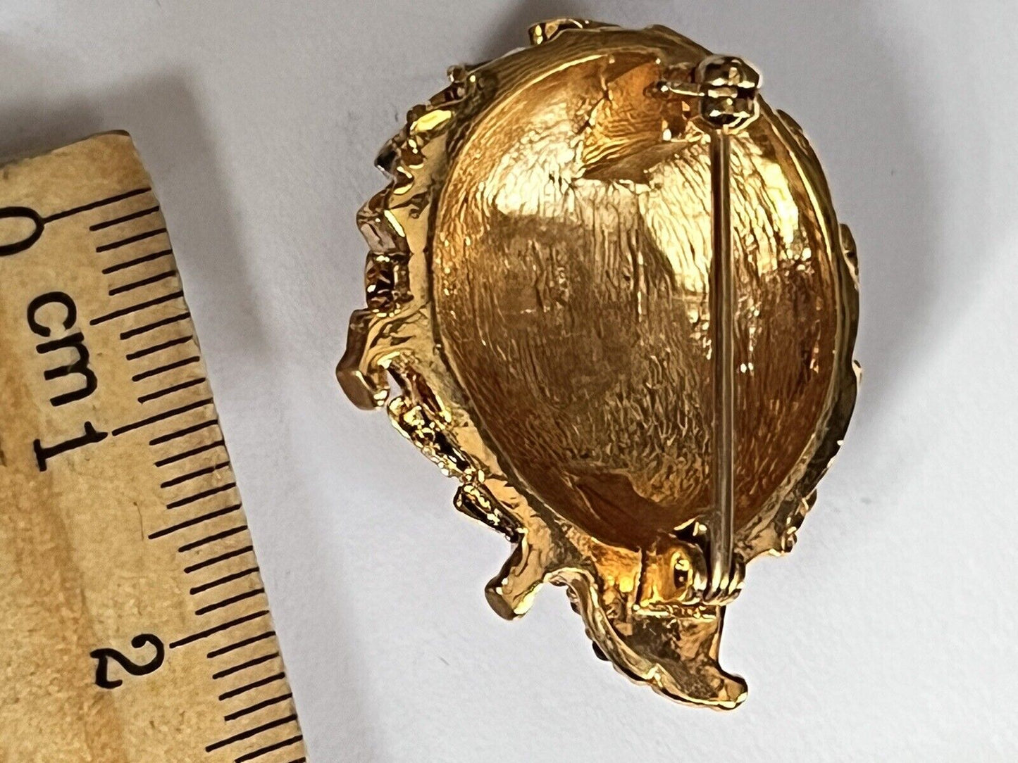 Vintage Gold Tone Brown Enamel Diamanté Hedgehog Brooch