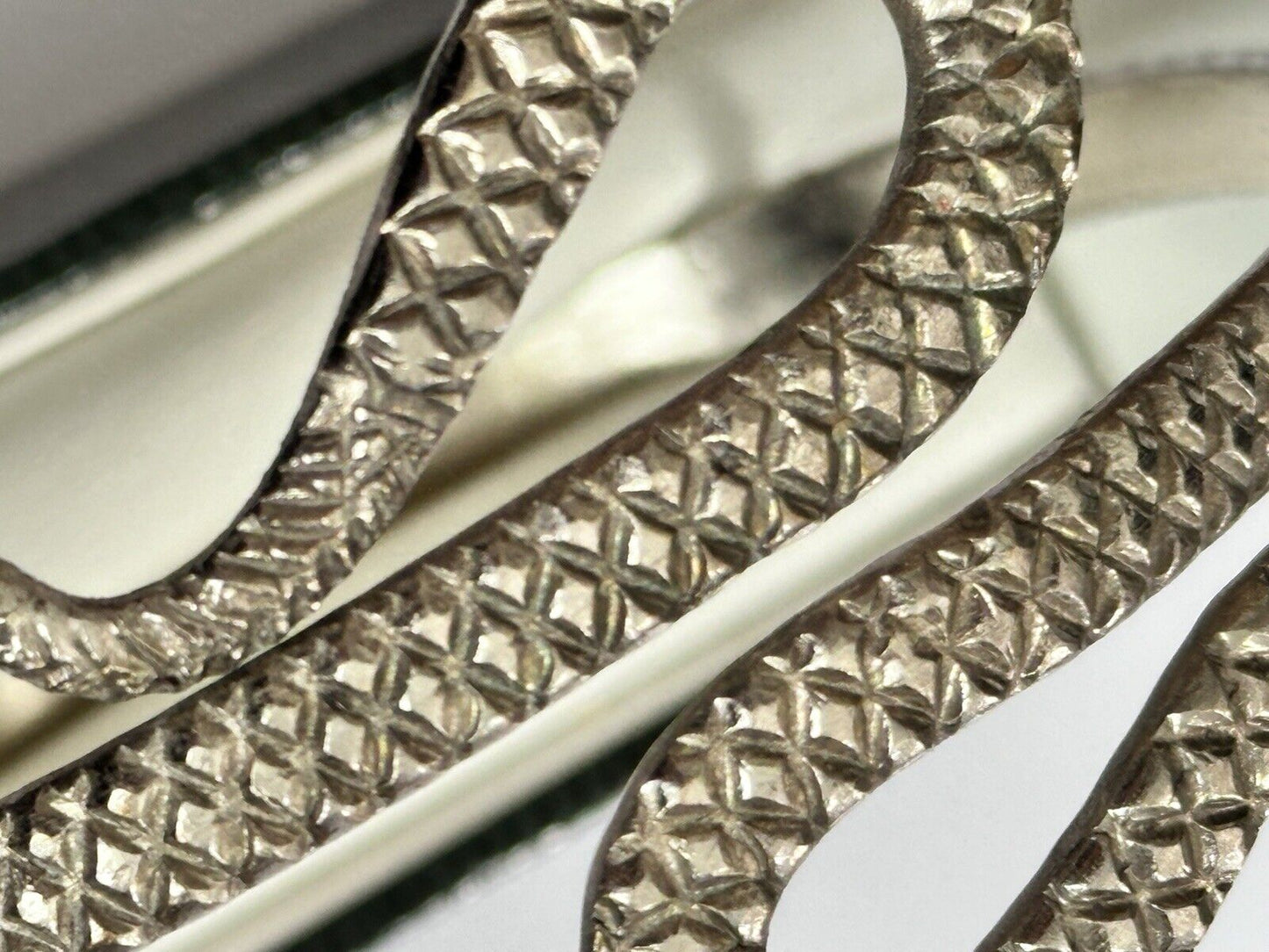 Vintage Detailed Silver Tone Snake Bangle Slave Bangle