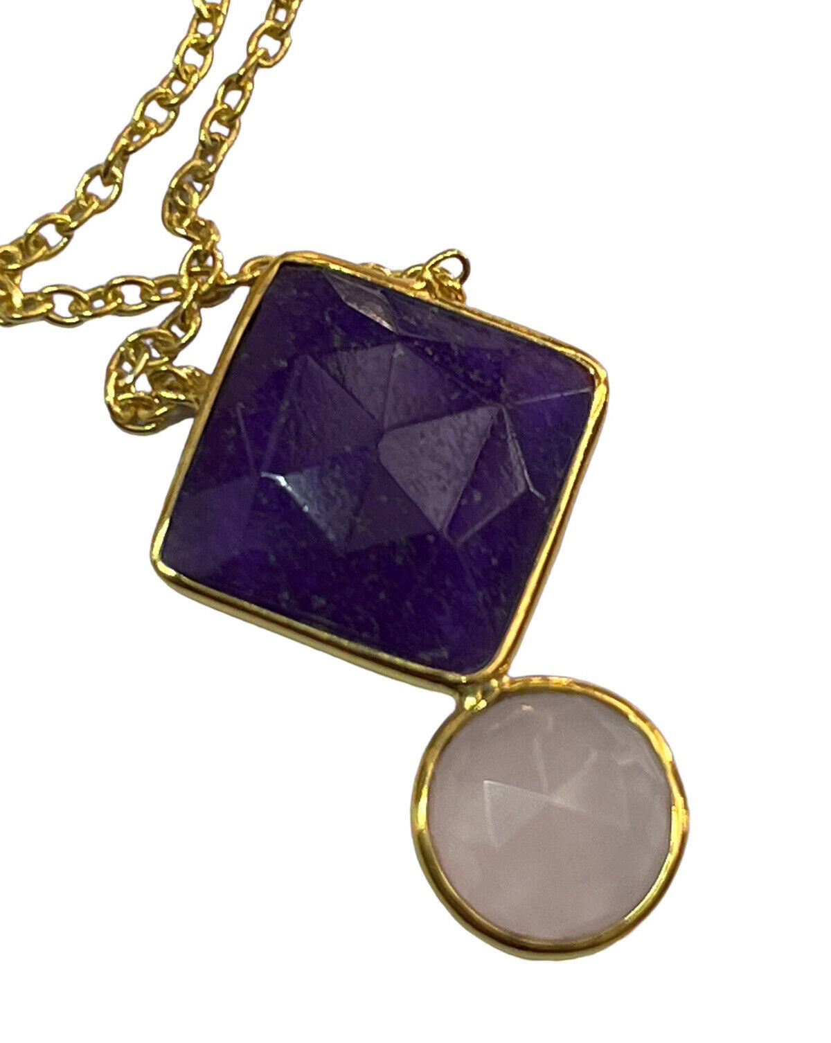 18k Gold Vermeil Amethyst Rose Quartz Necklace
