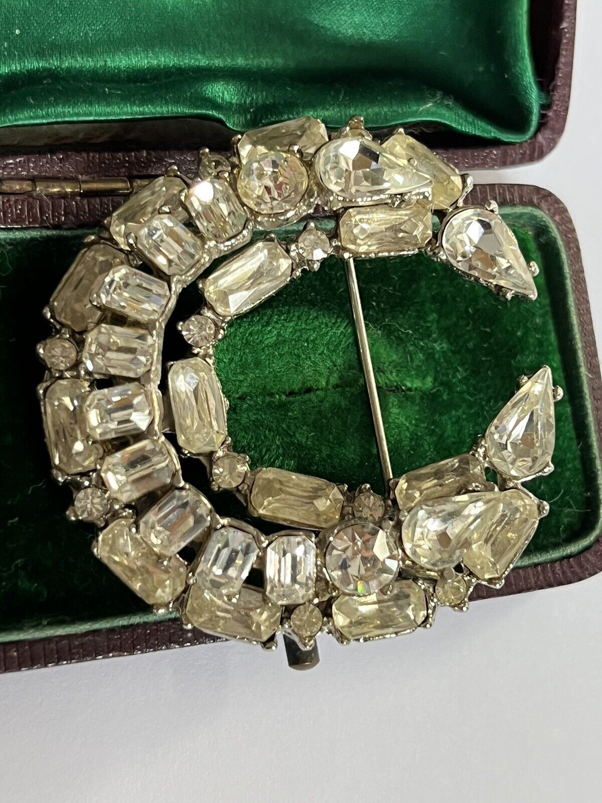 Vintage Paste Moon Crescent Statement Brooch
