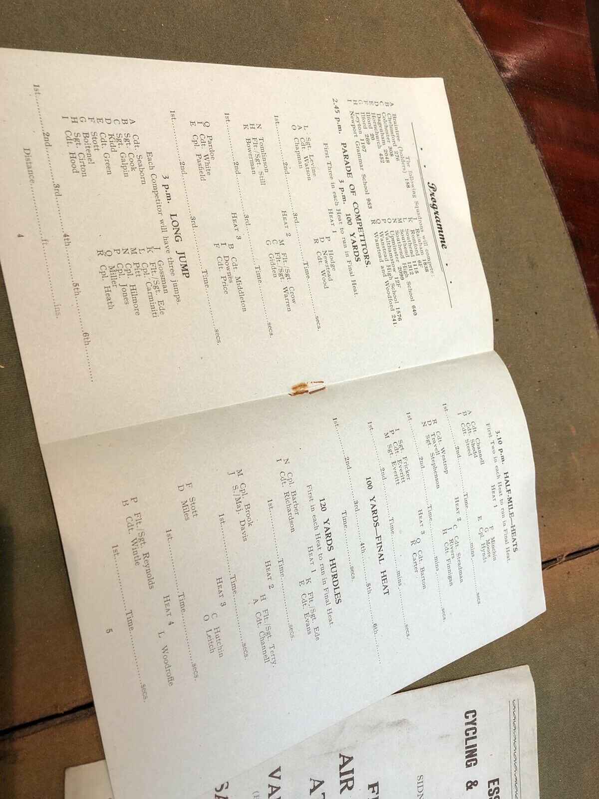 1945 Essex County Cycling & Athletic Association, Valentines Park, Ilford