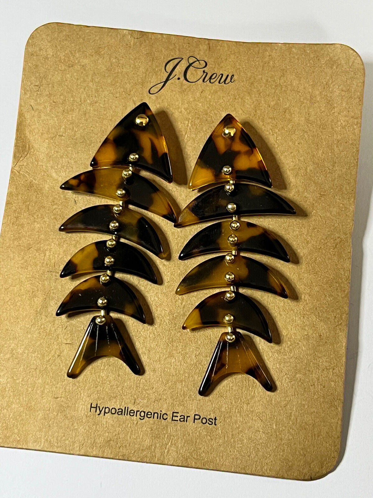 Vintage Designer J Crew Fishbone Acrylic Drop Earrings