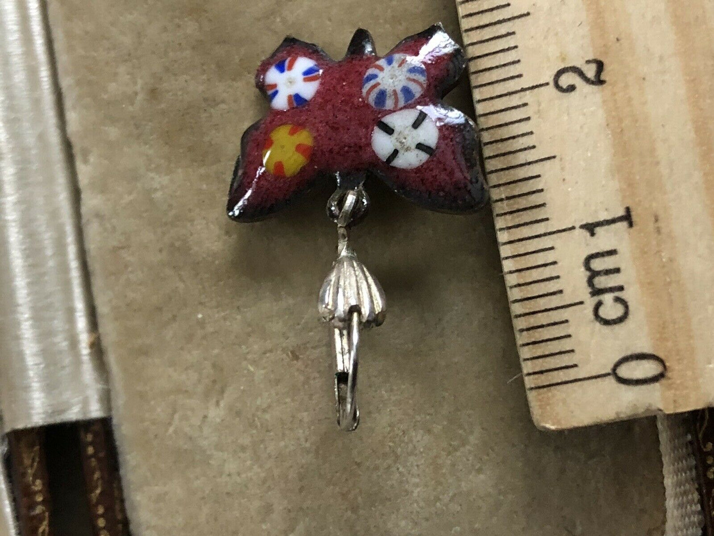 Vintage Red Enamelled Butterfly Earrings