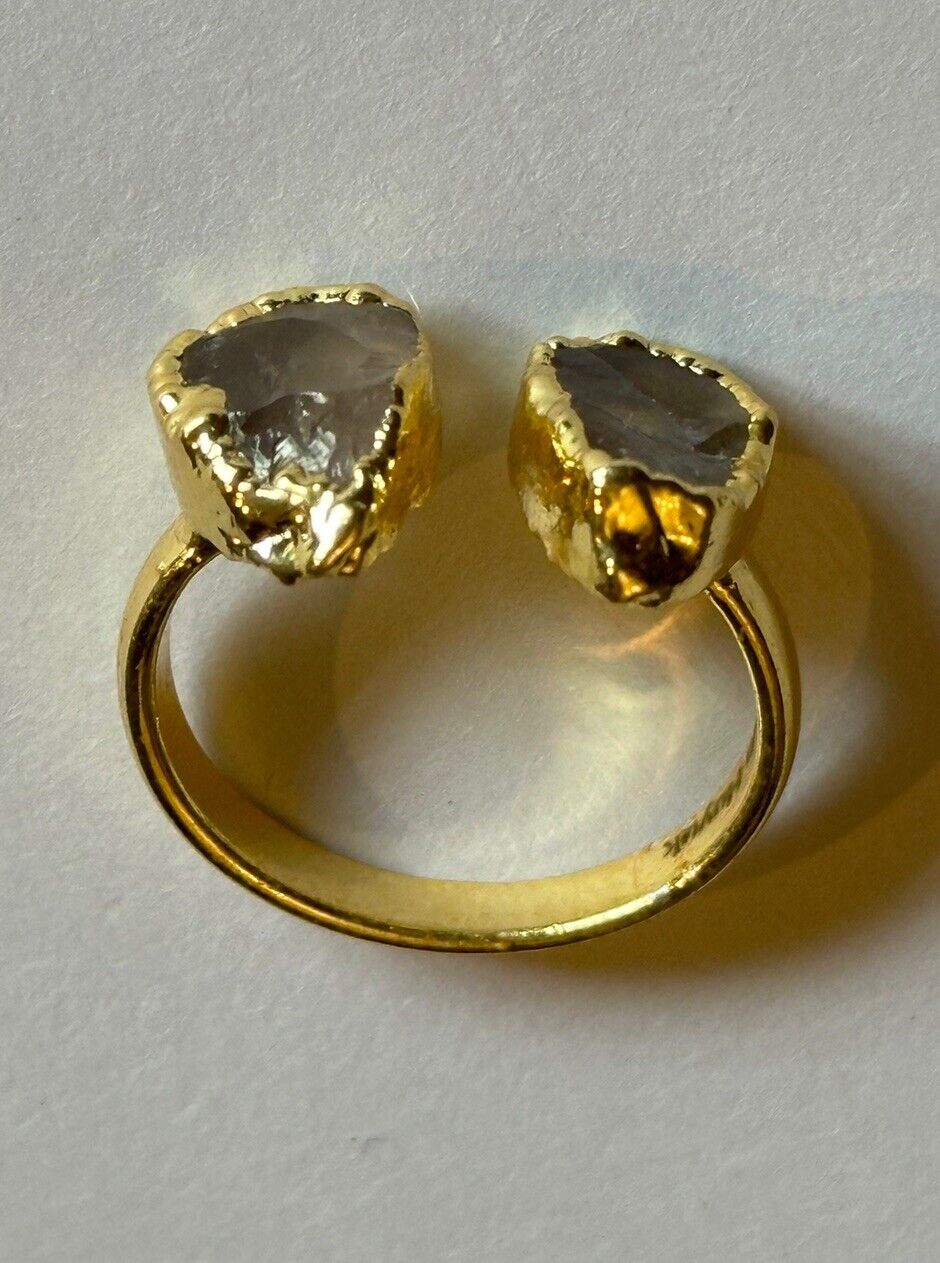 Sera Huyuk 18k Gold Vermeil Etruscan Raw Grey Pink Tanzanite Ring