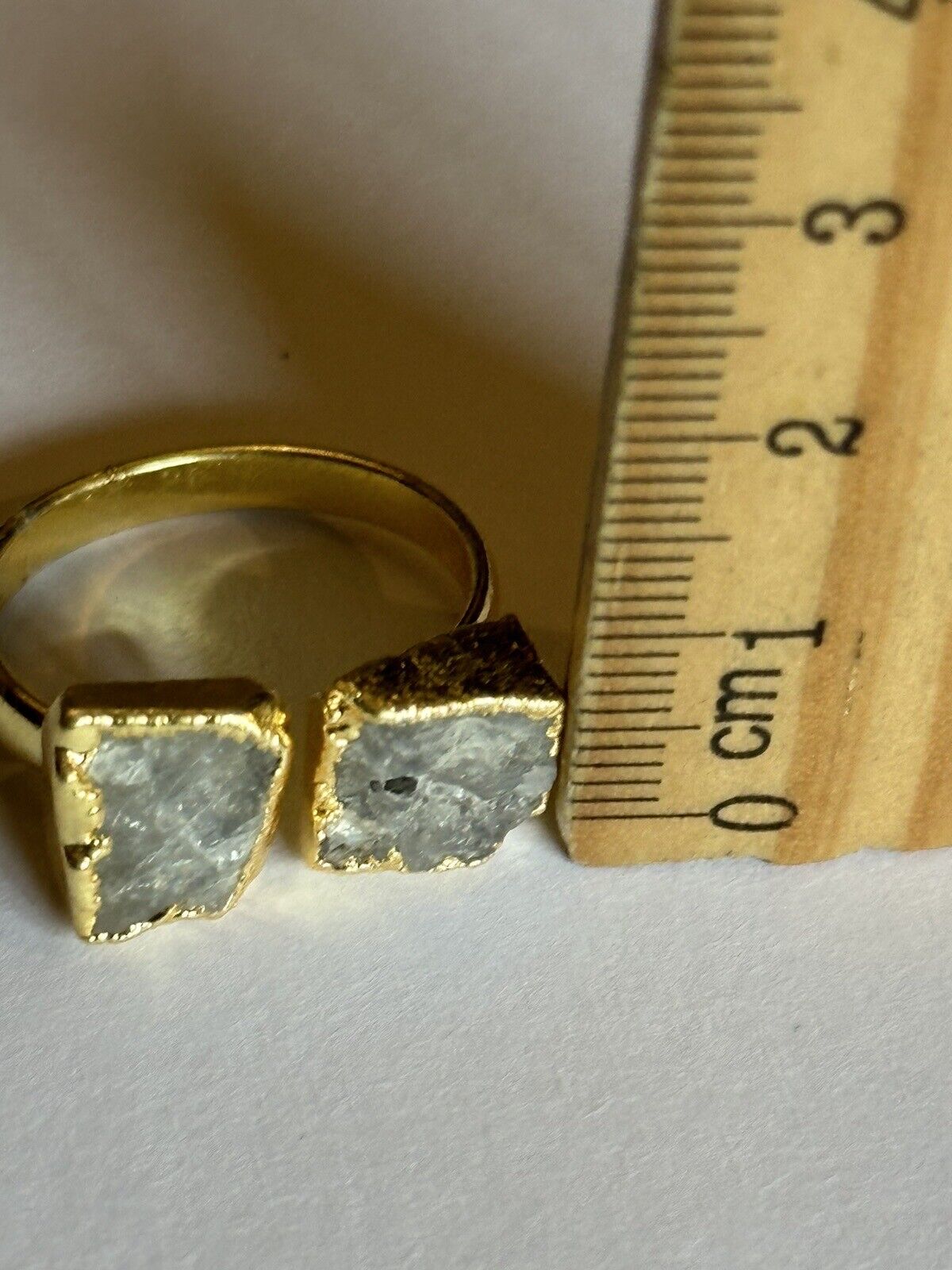 Sefa Huyuk 18k Gold Vermeil Etruscan Raw Grey Rainbow Labradorite Ring