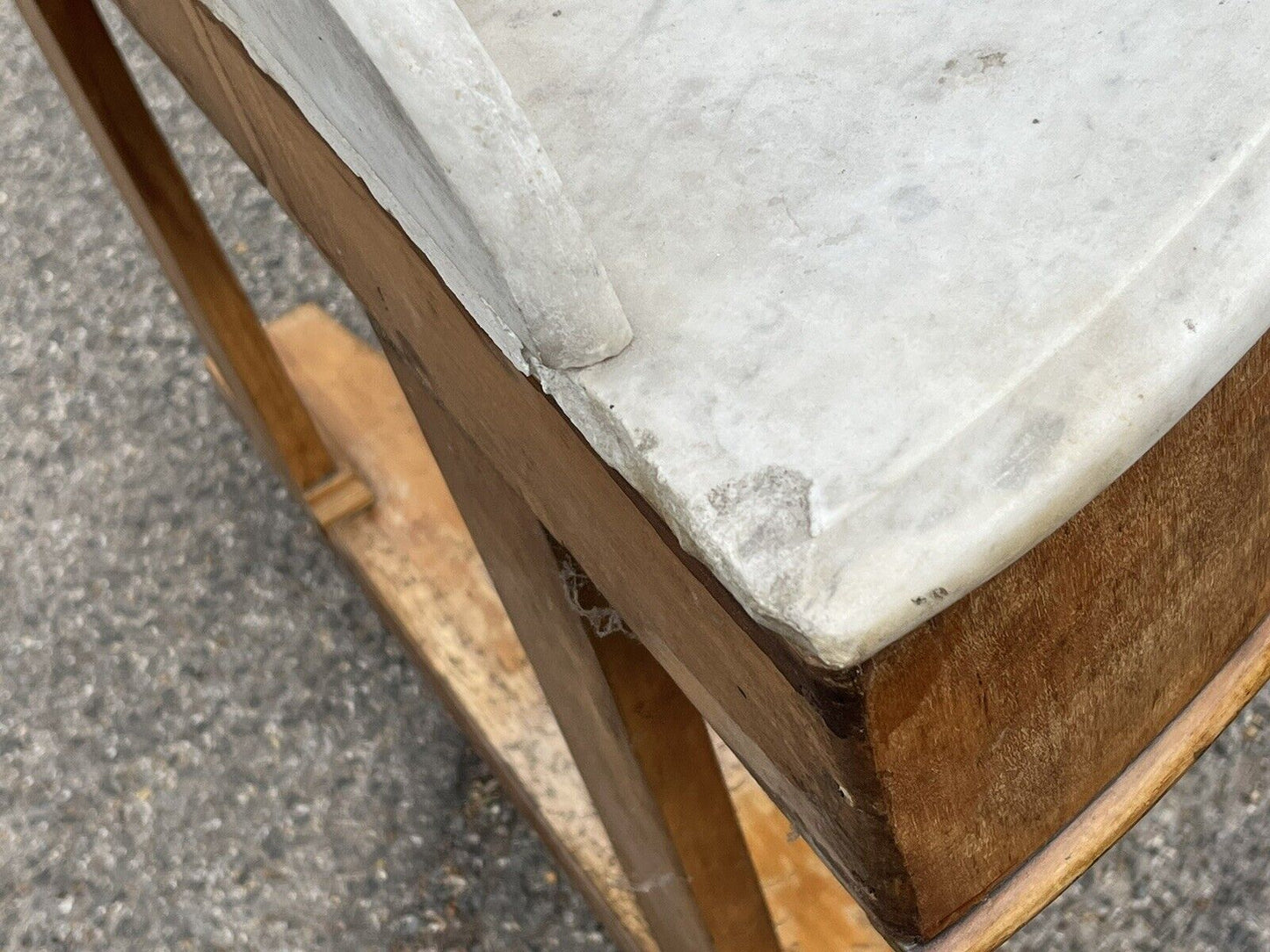 Victorian Half Round Hall Table With Marble Top