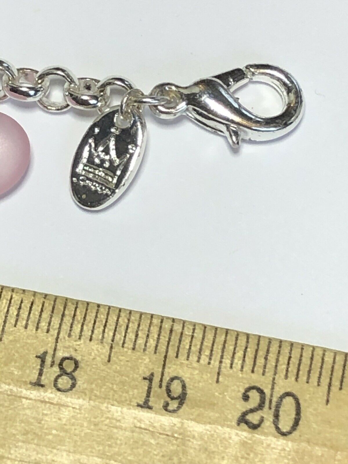 Vintage 1980s Rhodium Plated Pink Misty Hearts Bracelet