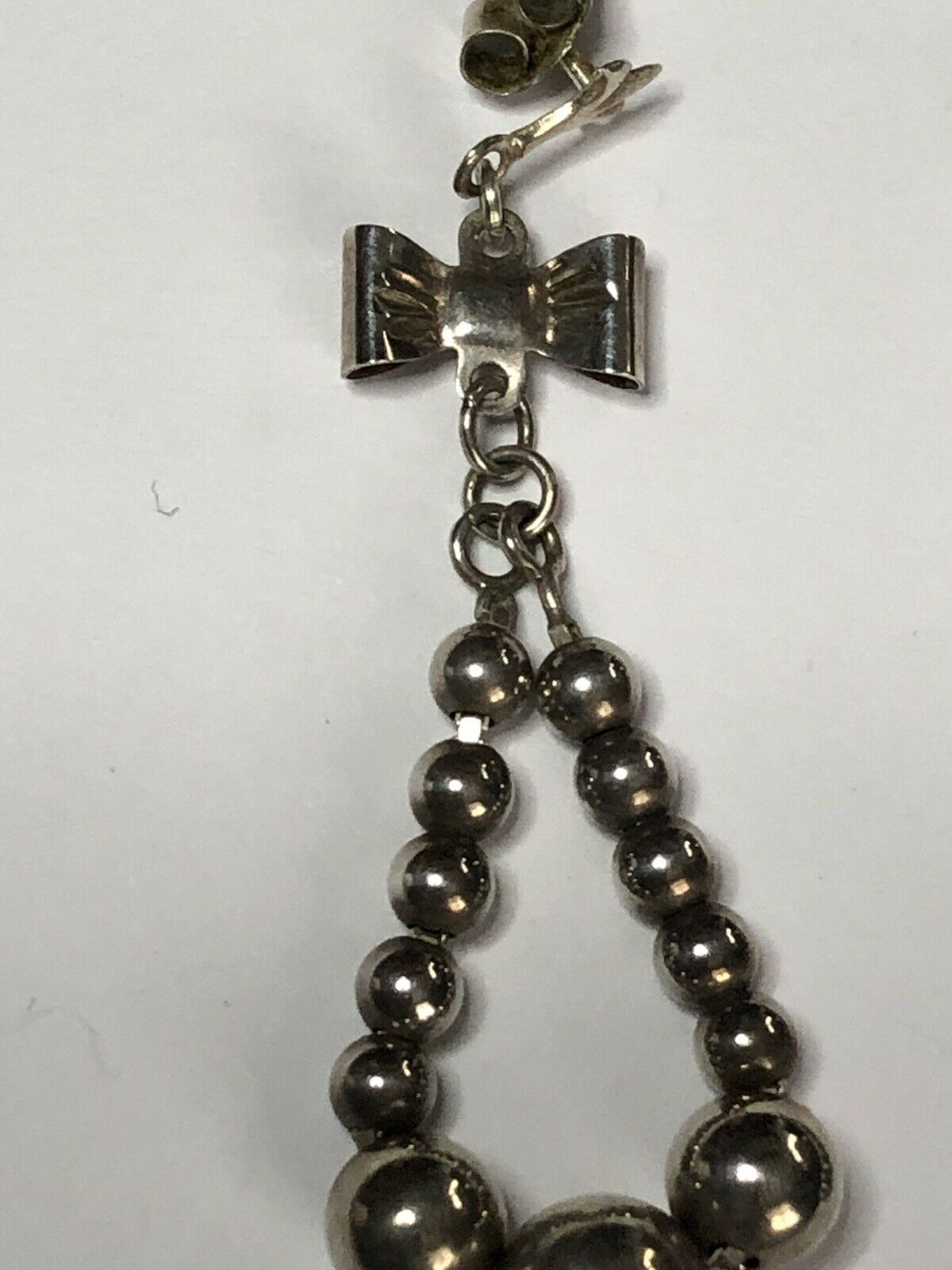 Vintage Silver 925 Bow Balls Drop Earrings