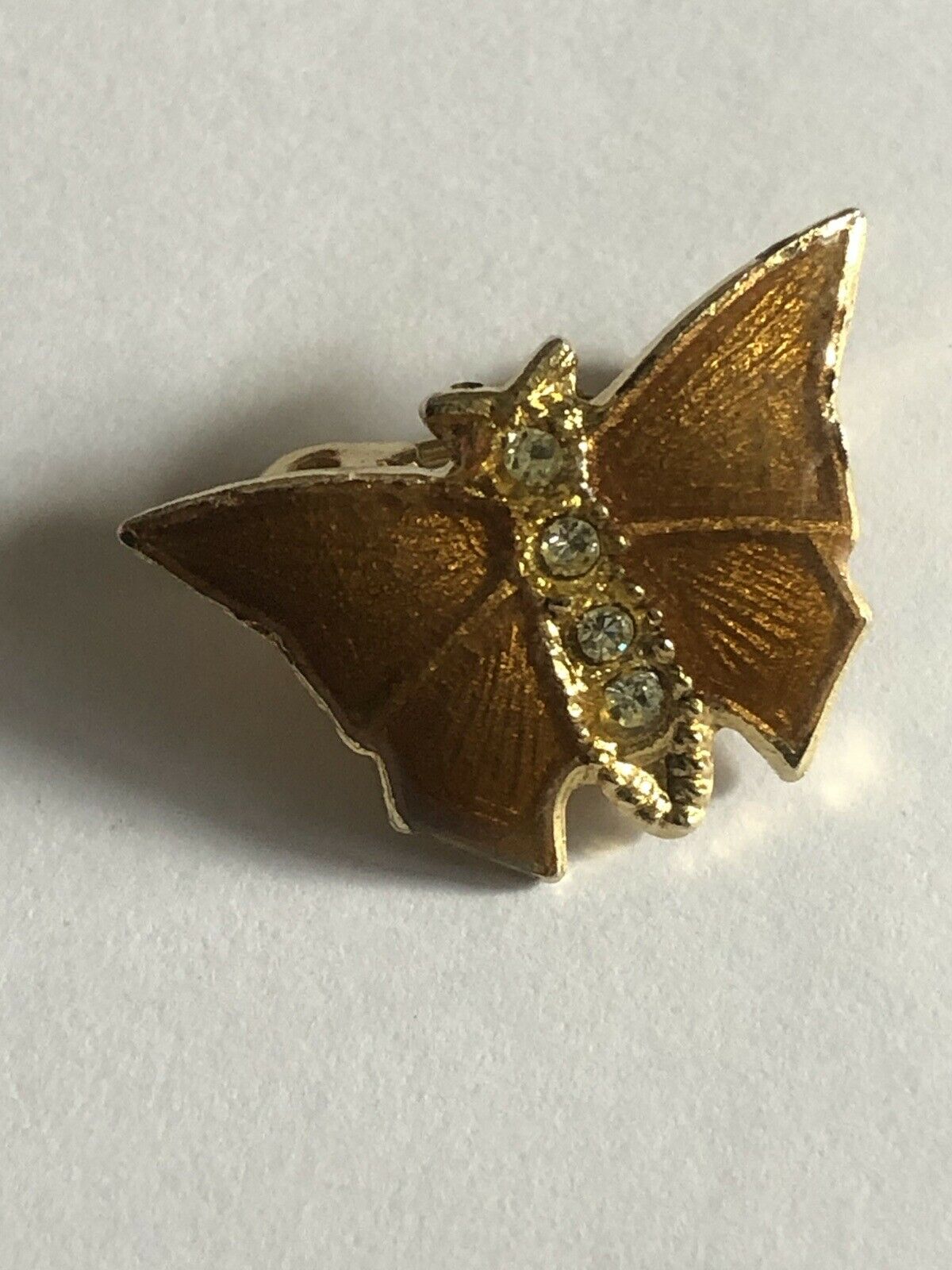 Vintage Enamel Diamanté Butterfly Brooch