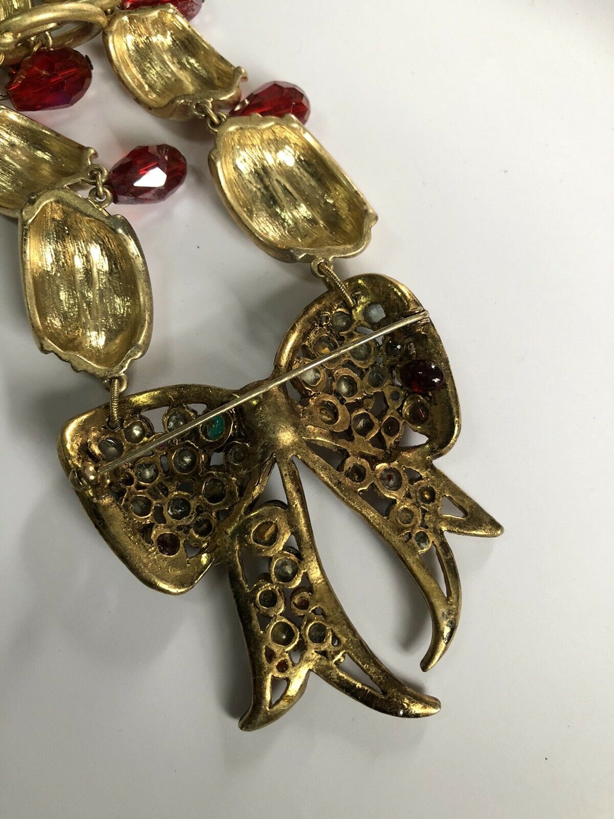 Vintage Runway Statement Multicoloured Bow Diamanté Necklace