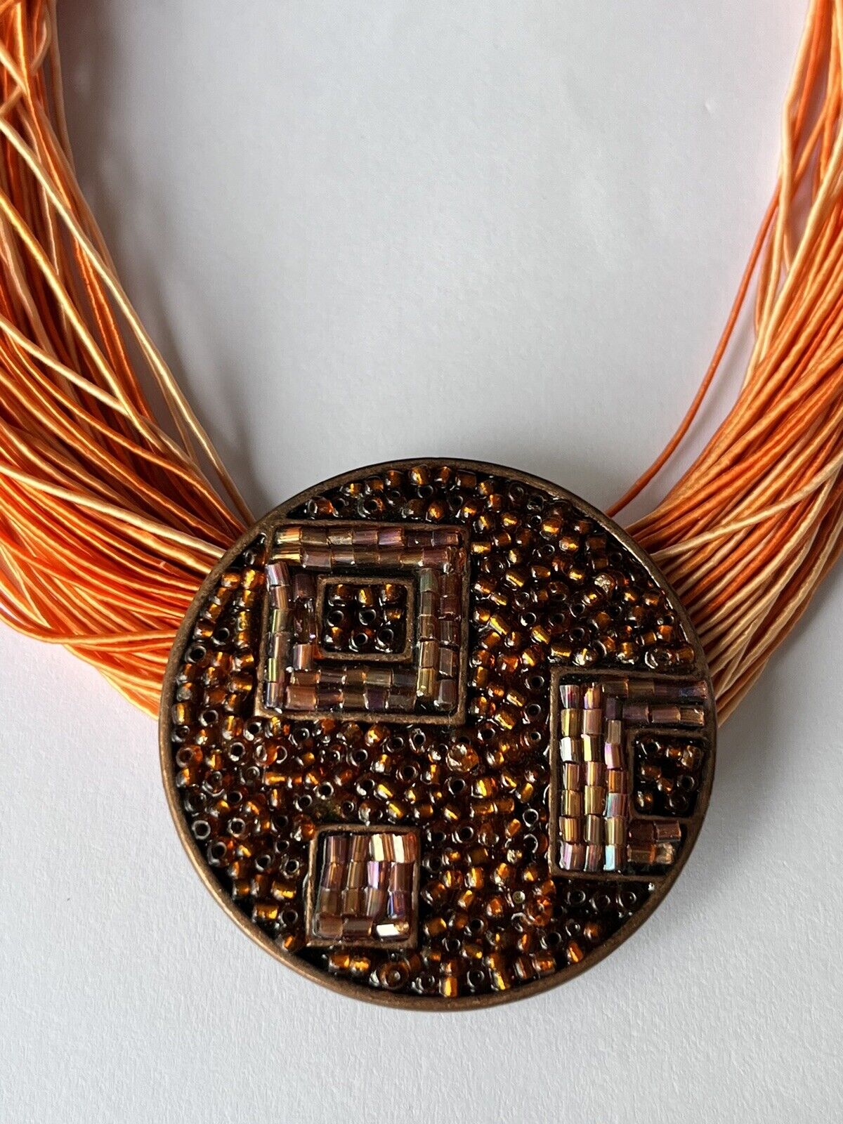 Vintage French Un Jour Ailleurs Orange Multi Strand Necklace