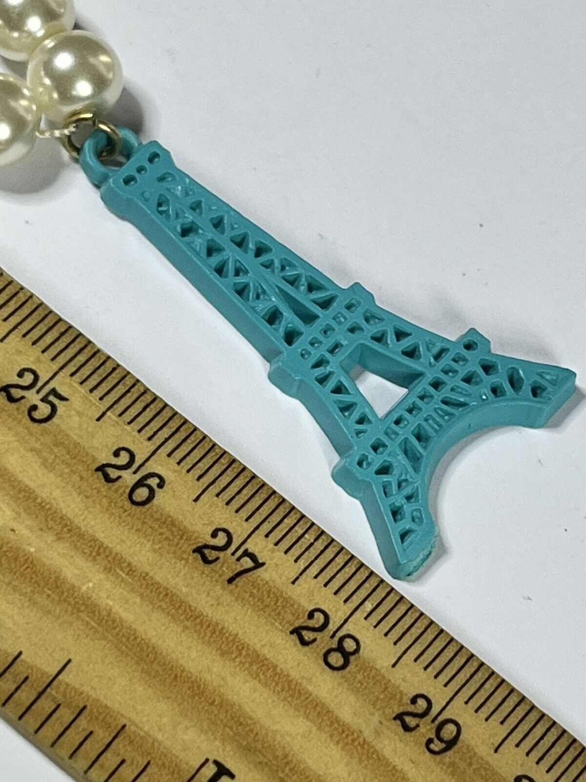 Vintage Faux Pearl Eiffel Tower Bows Necklace