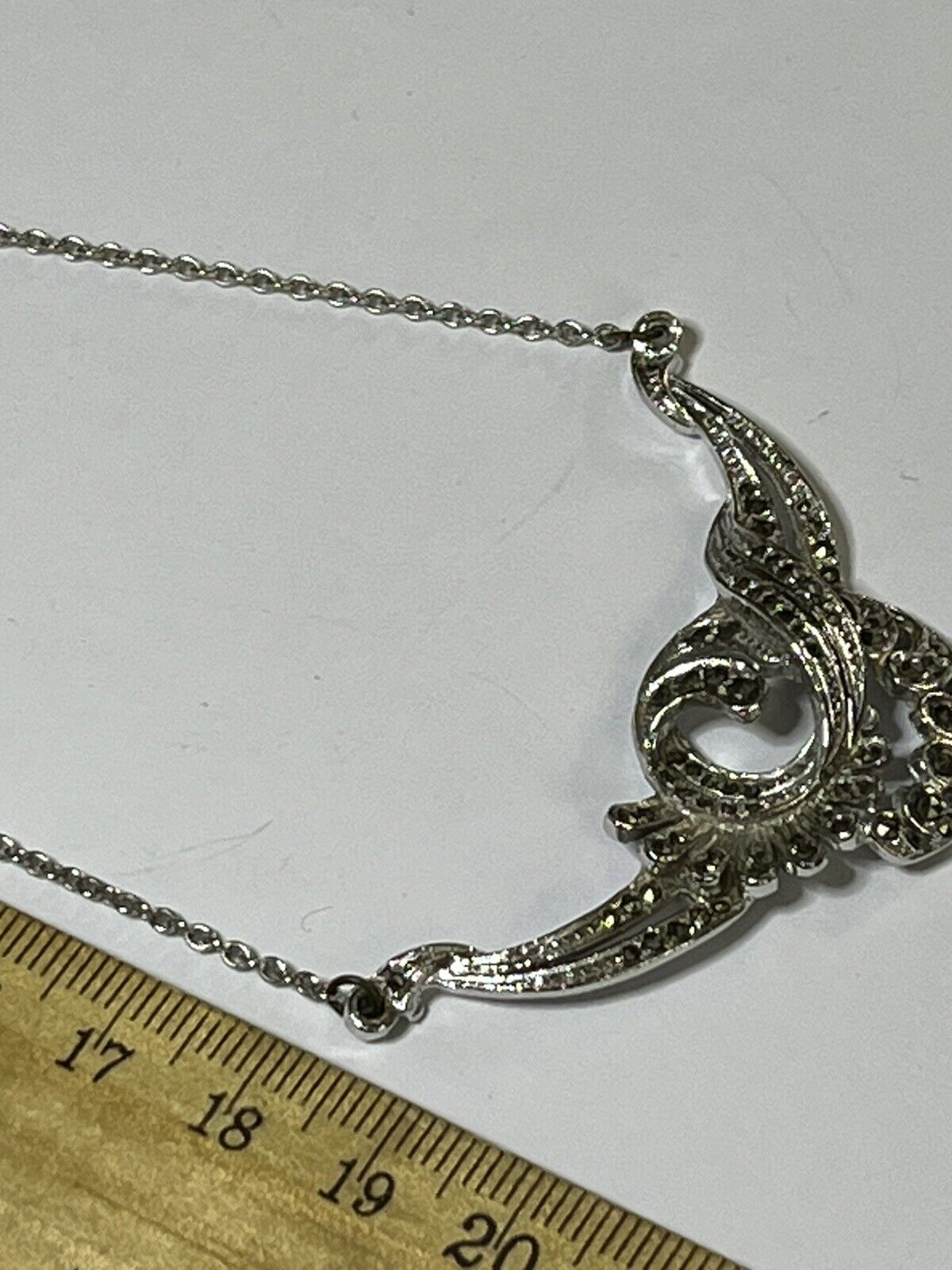 Vintage Marcasite Silver Tone Necklace