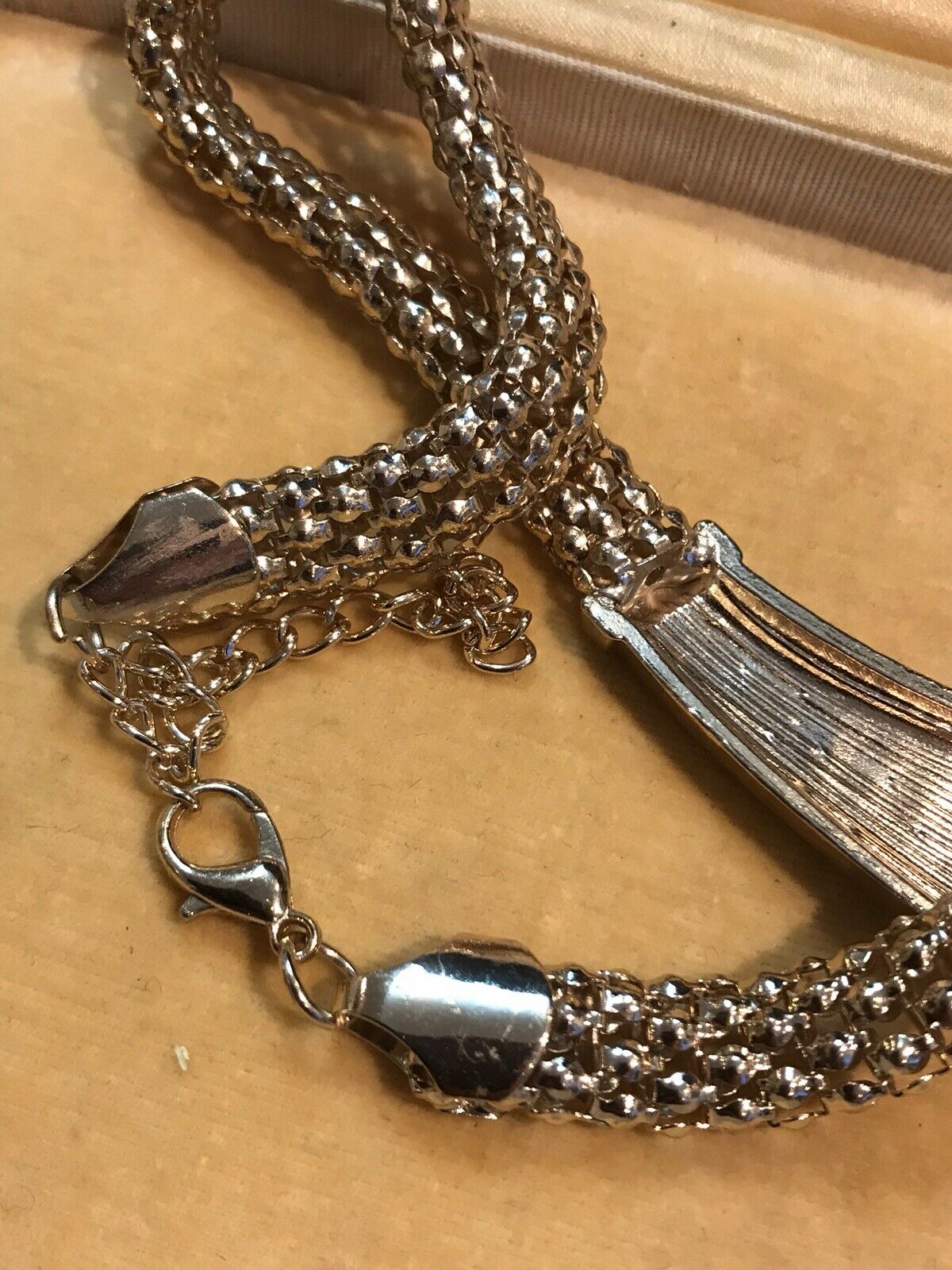 Vintage 1980s Lion Black Enamel Diamanté Necklace