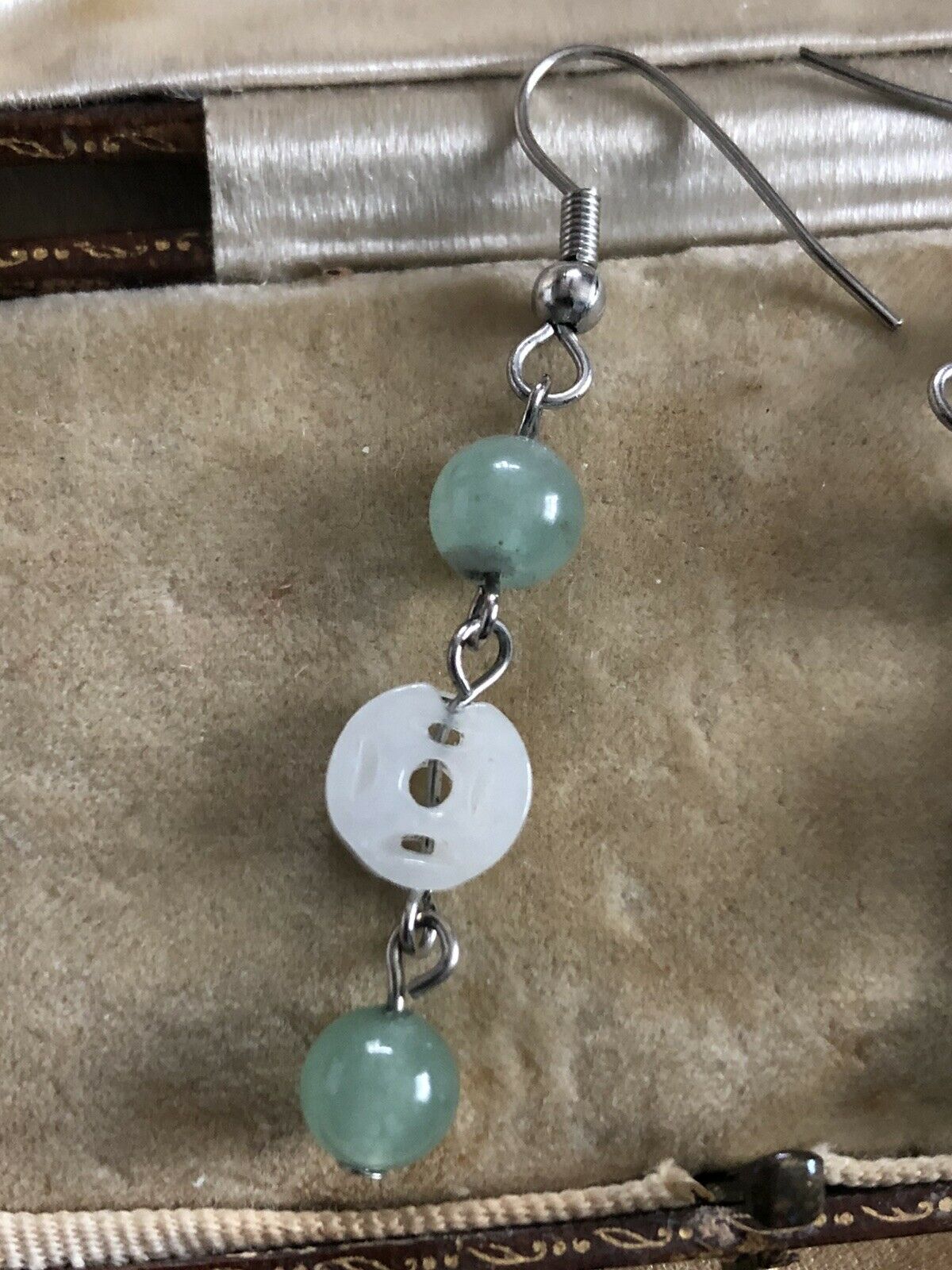 Vintage Silver 925 Jade Drop Earrings
