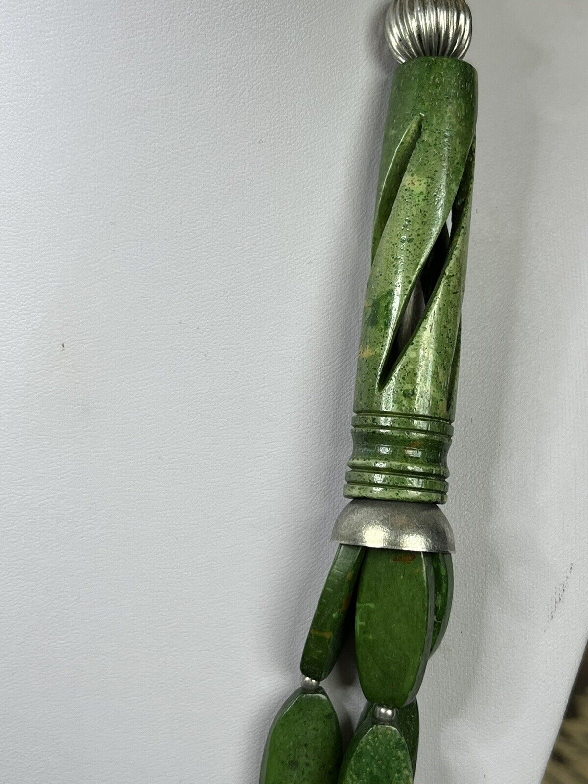 Vintage Natural Green Stone Statement Necklace