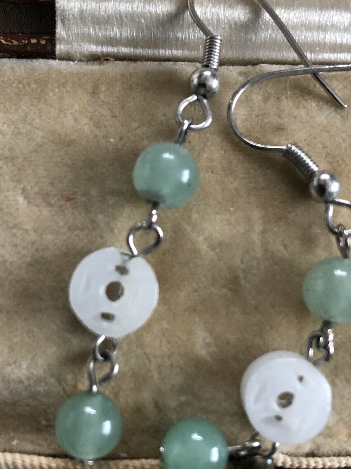 Vintage Silver 925 Jade Drop Earrings